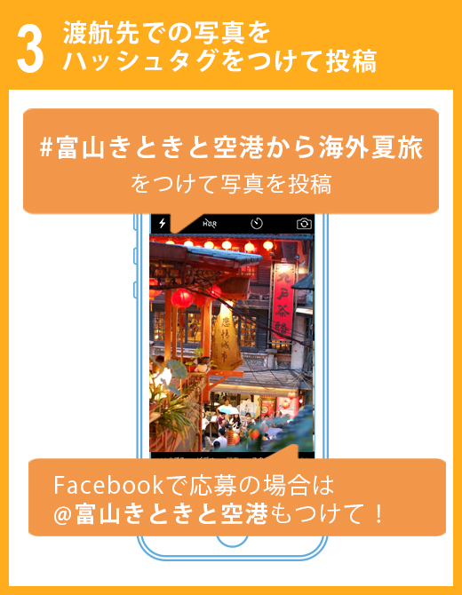 渡航先での写真をハッシュタグをつけて投稿