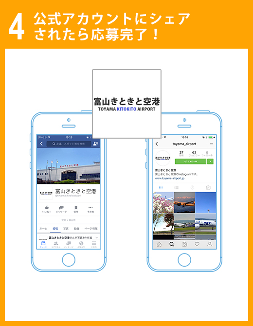 公式アカウントにシェアされたら応募完了！