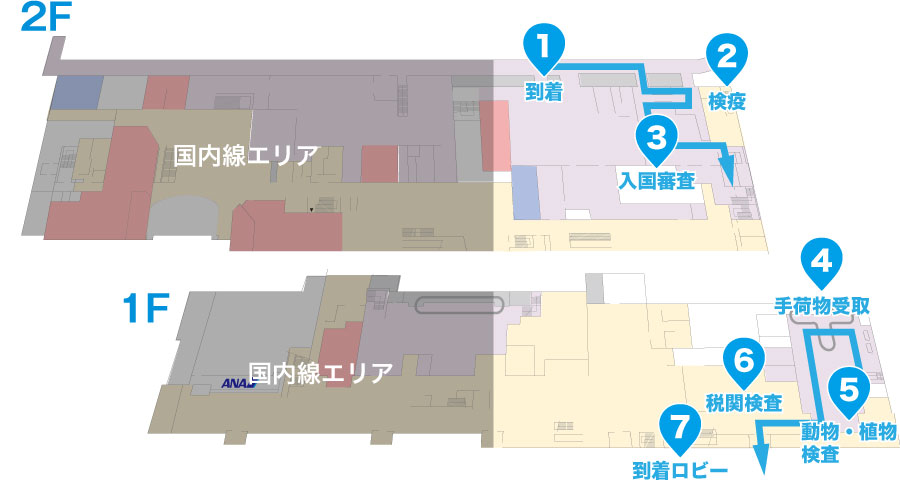 国際線到着の流れマップ